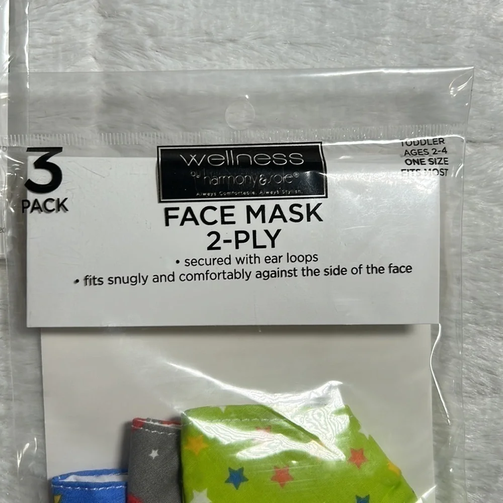 Face Mask Lot of 4 (3 pack) CVS Wellness toddler boy fabric mask age 2-4 NEW
